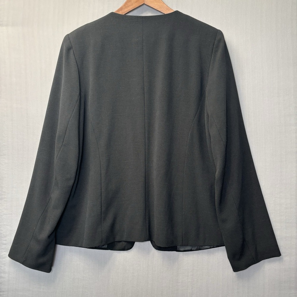 Sag Harbor Officecore Blazer Womens 16 Black Open Front Workwear Minimalist - Picture 2 of 12
